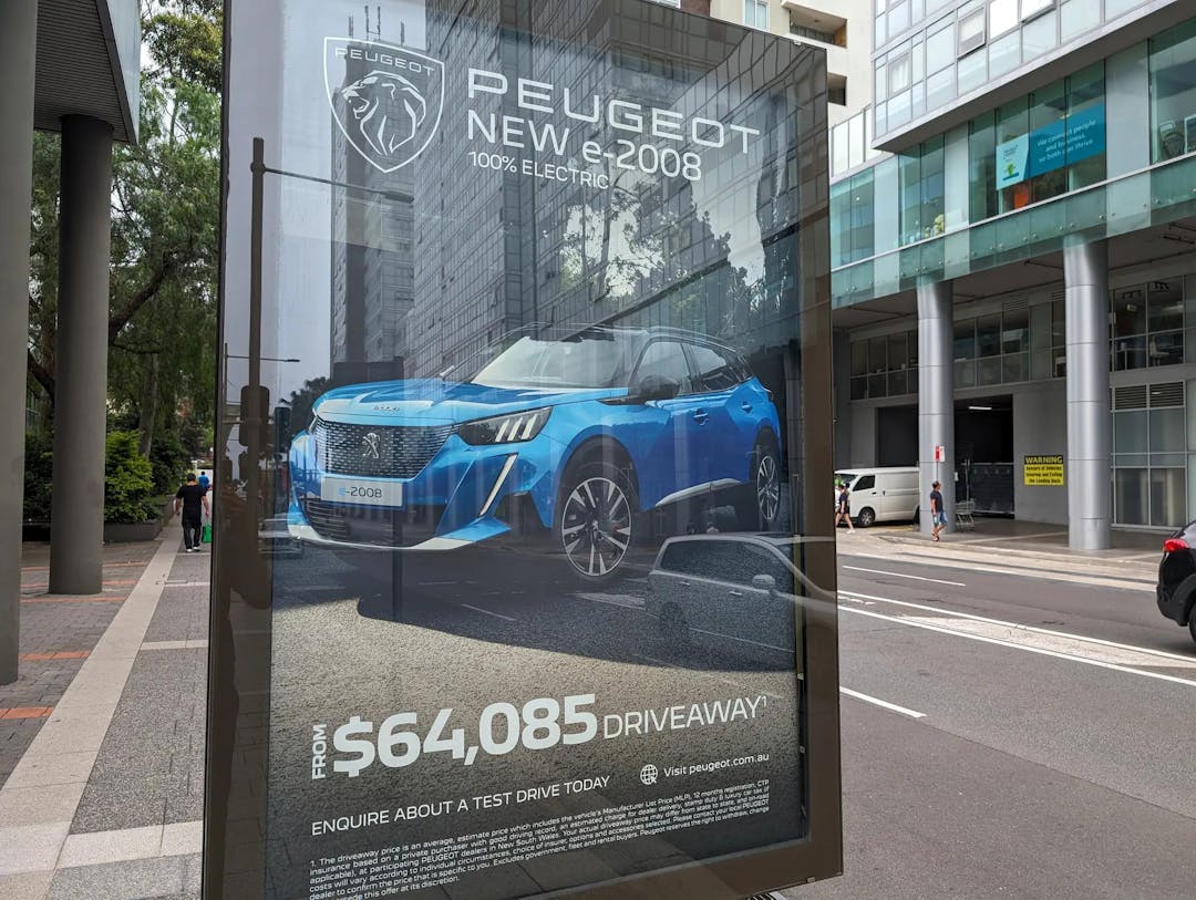 Peugeot e-2008 advertising in early 2024