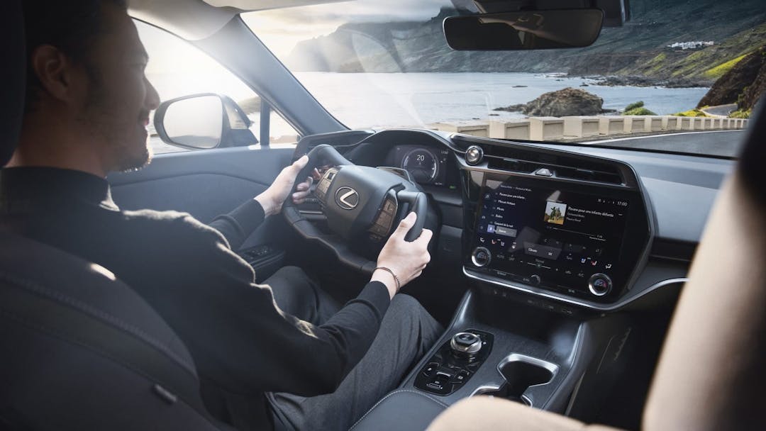 Lexus RZ yoke steering wheel and charging port