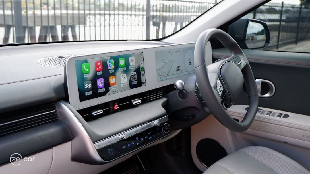 Hyundai Ioniq 5 white interior with Apple CarPlay