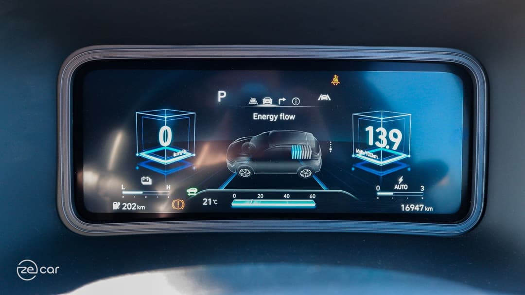 Hyundai Kona Electric digital instrument cluster and head-up display