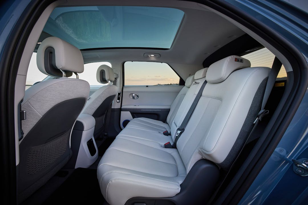 Hyundai Ioniq 5 rear row seats white interior