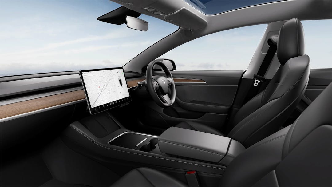 Black Tesla Model 3 interior