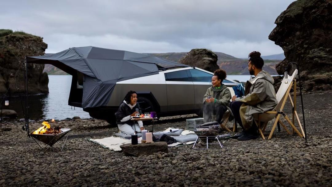 Tesla Cybertruck used for camping