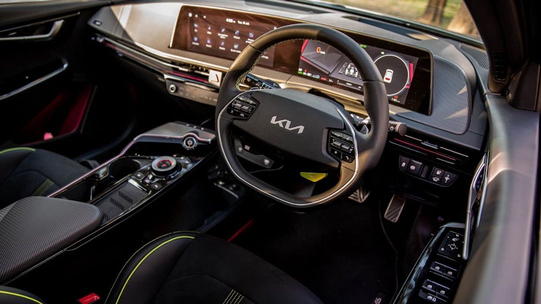 Kia EV6 GT interior steering wheel and seats