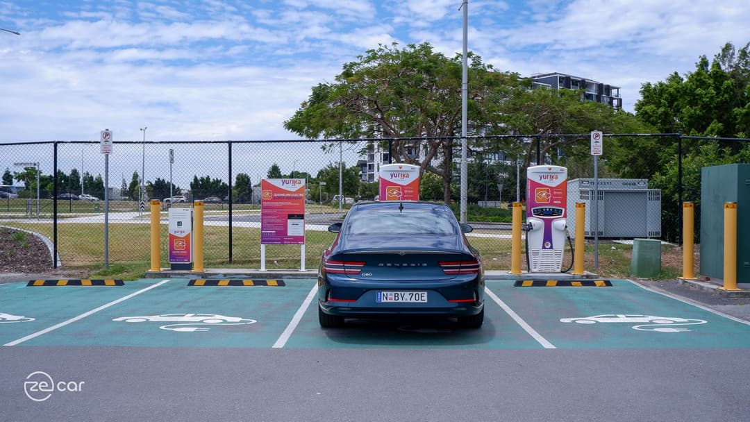 Genesis Electrified G80 at Chargefox charging station