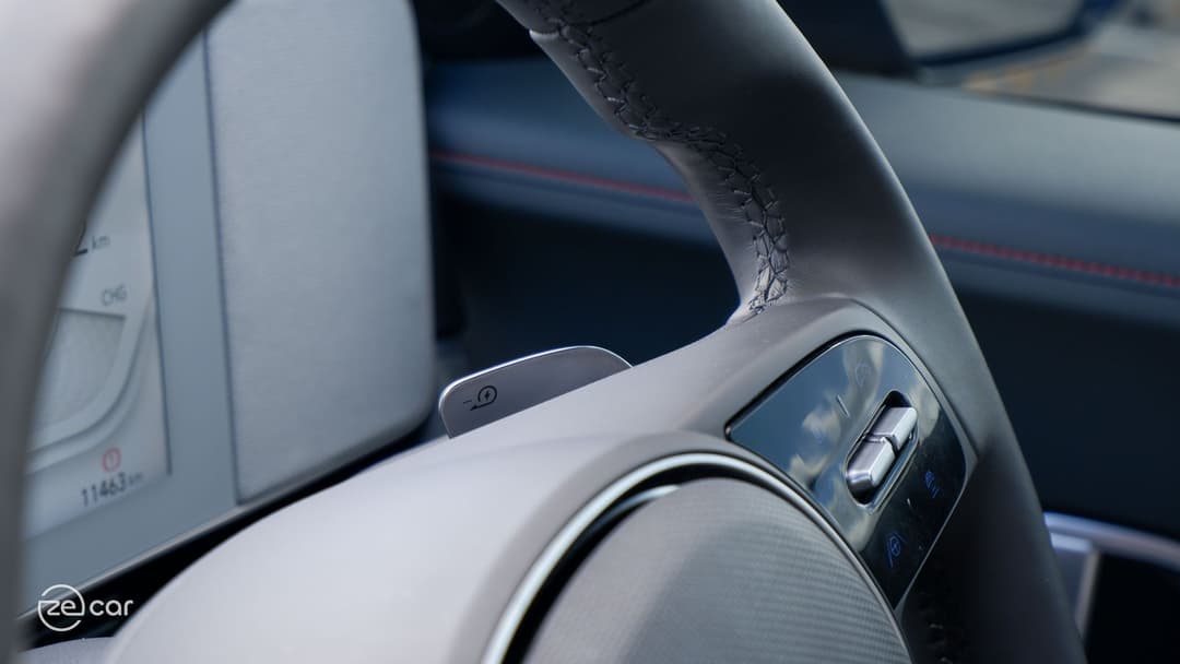 Hyundai Ioniq 5 paddle shifter and rear view