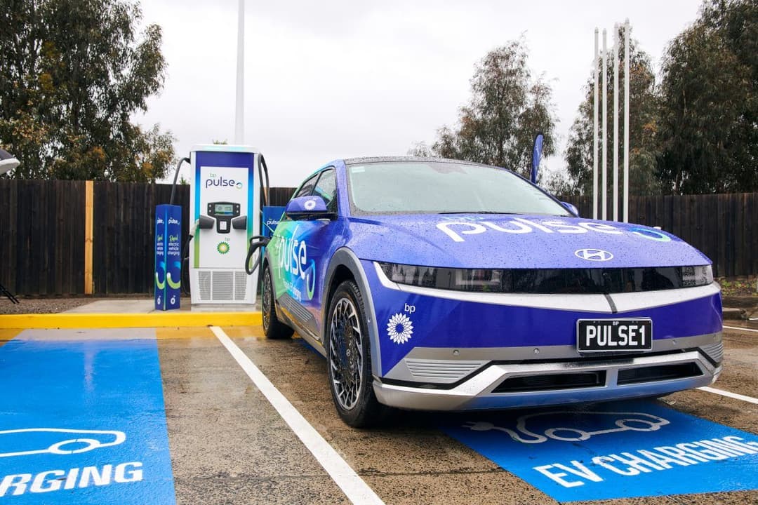 Hyundai Ioniq 5 with BP Pulse wrap charging at Tritium BP Pulse station Hyundai Ioniq 5 with BP Pulse wrap charging at Tritium BP Pulse station