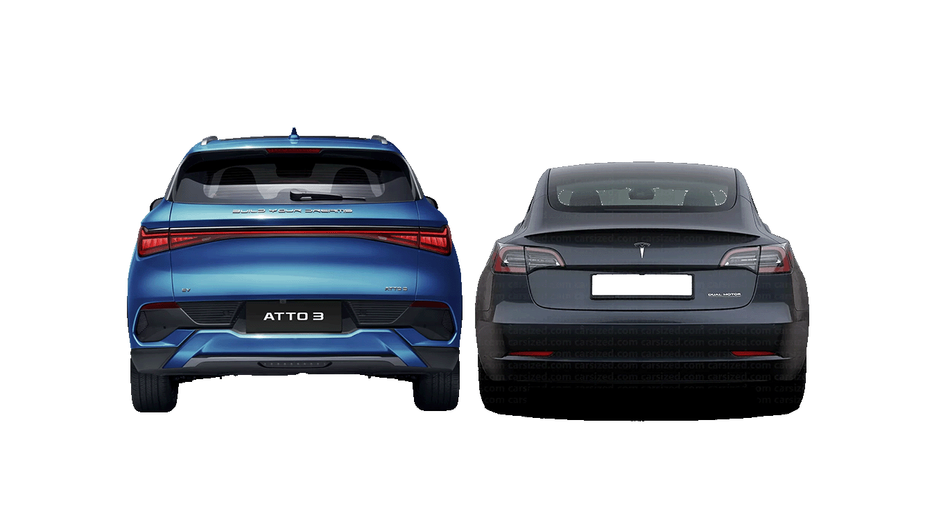 BYD Atto 3 vs Tesla Model 3 (Rear)