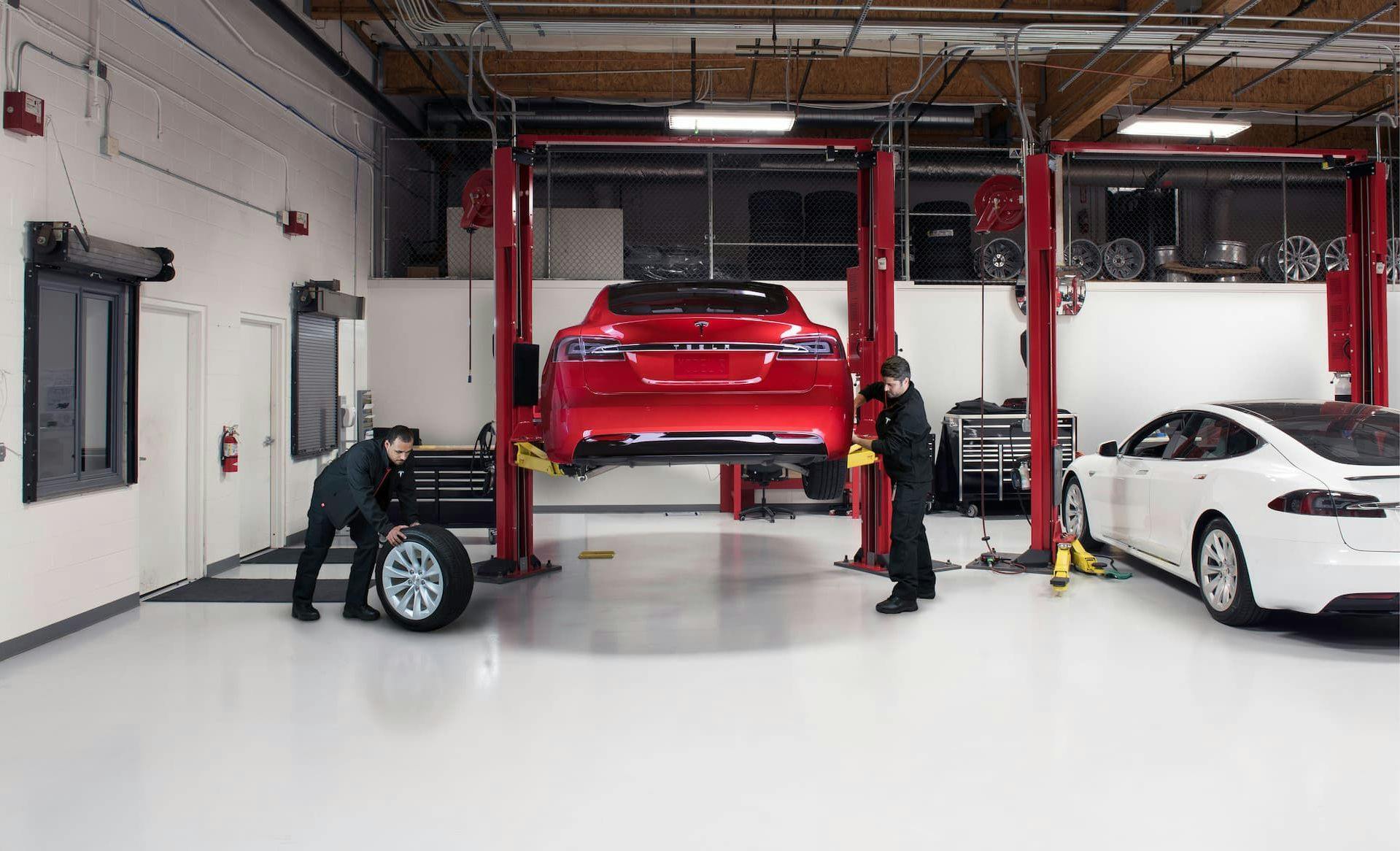 Tesla Model S in servicing centre