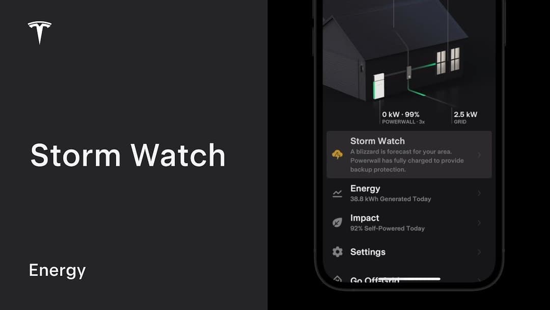 Tesla app storm watch feature Tesla app storm watch feature