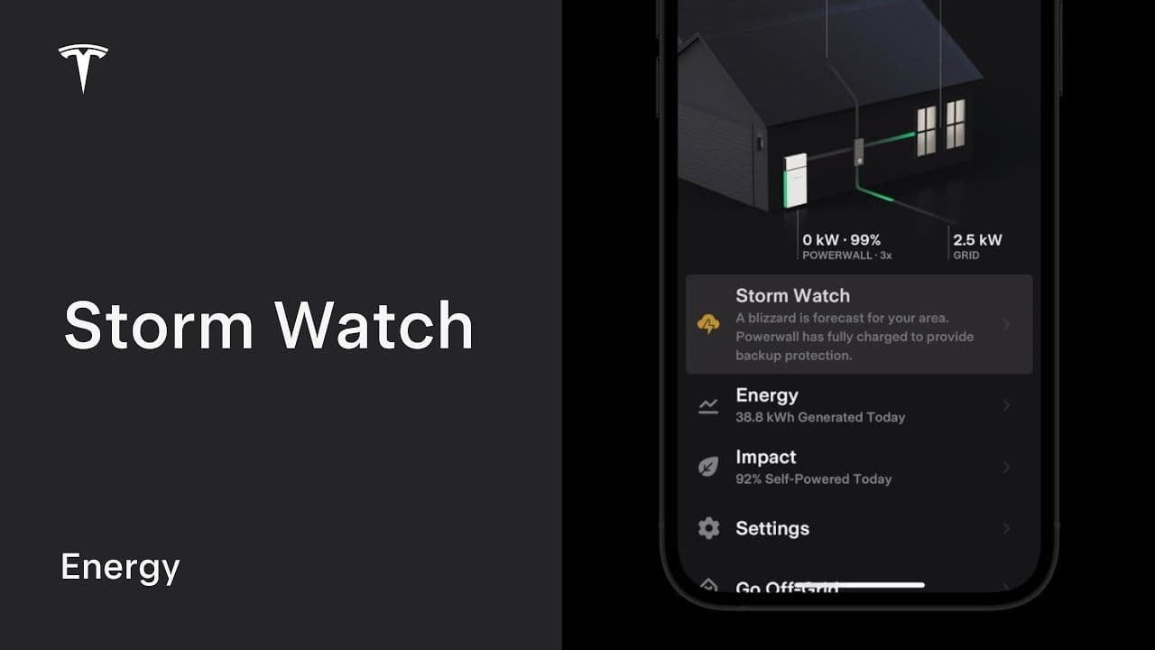 Tesla app storm watch feature Tesla app storm watch feature