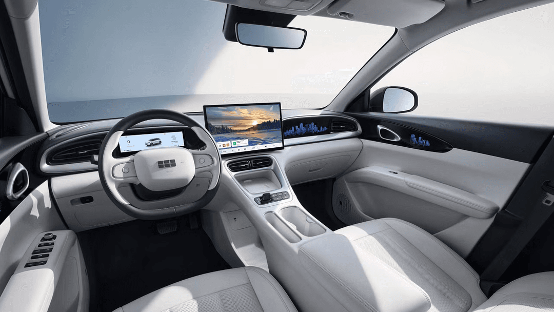 Geely EX2 interior dashboard with 14.6-inch touchscreen and modern cabin design Geely EX2 interior dashboard with 14.6-inch touchscreen and modern cabin design