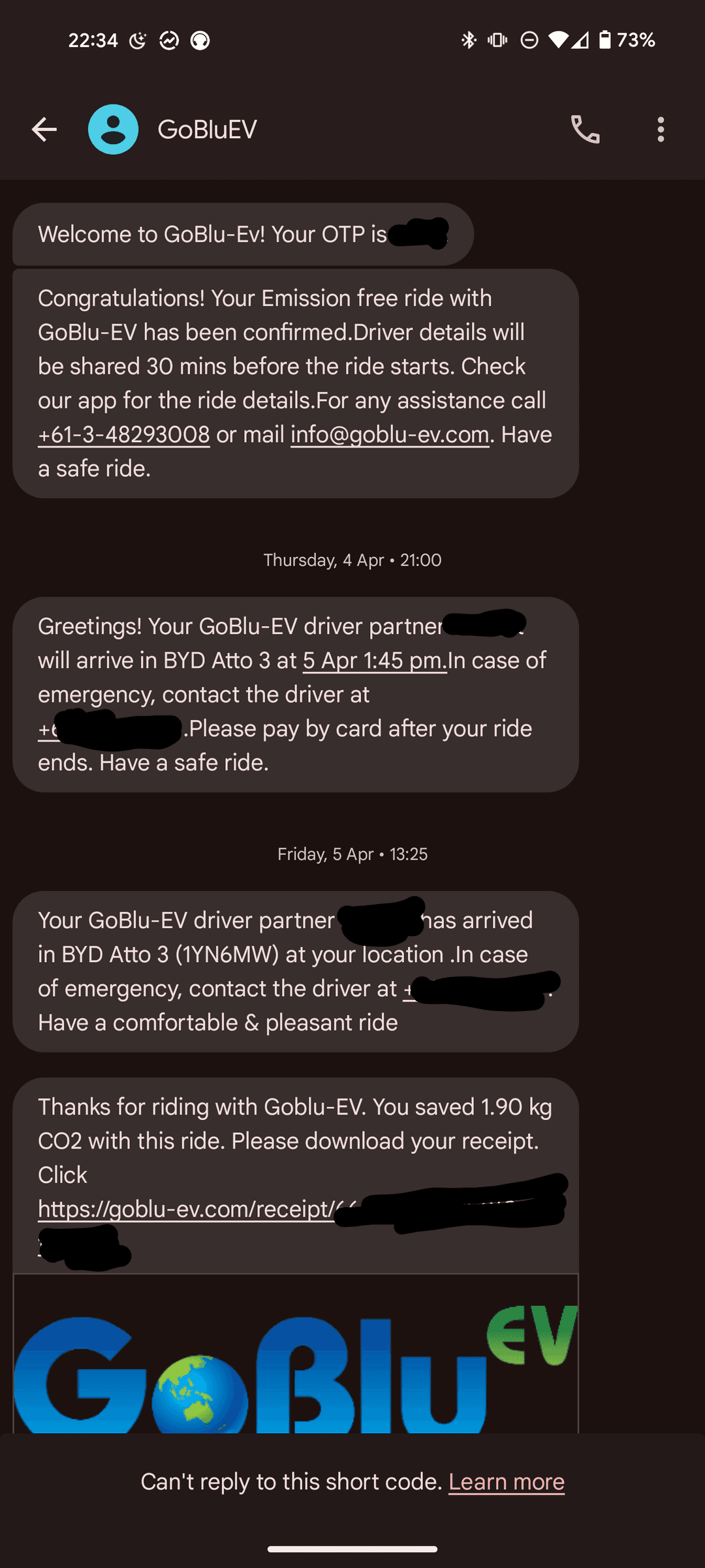 GoBlu-EV SMS notifications GoBlu-EV SMS notifications