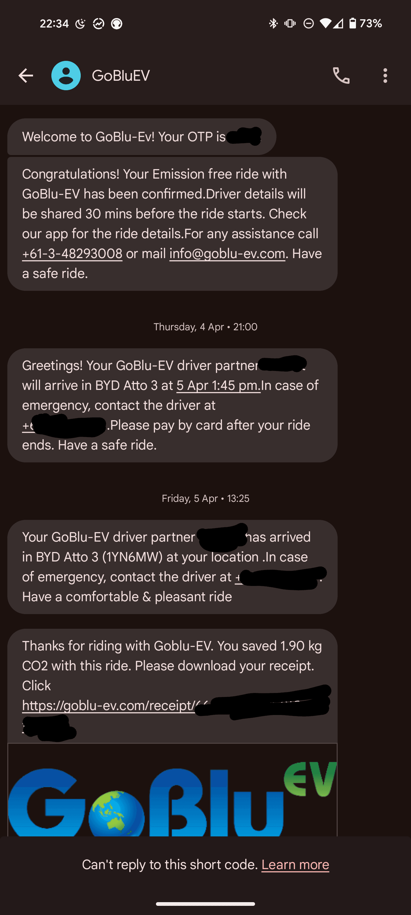 GoBlu-EV SMS notifications GoBlu-EV SMS notifications