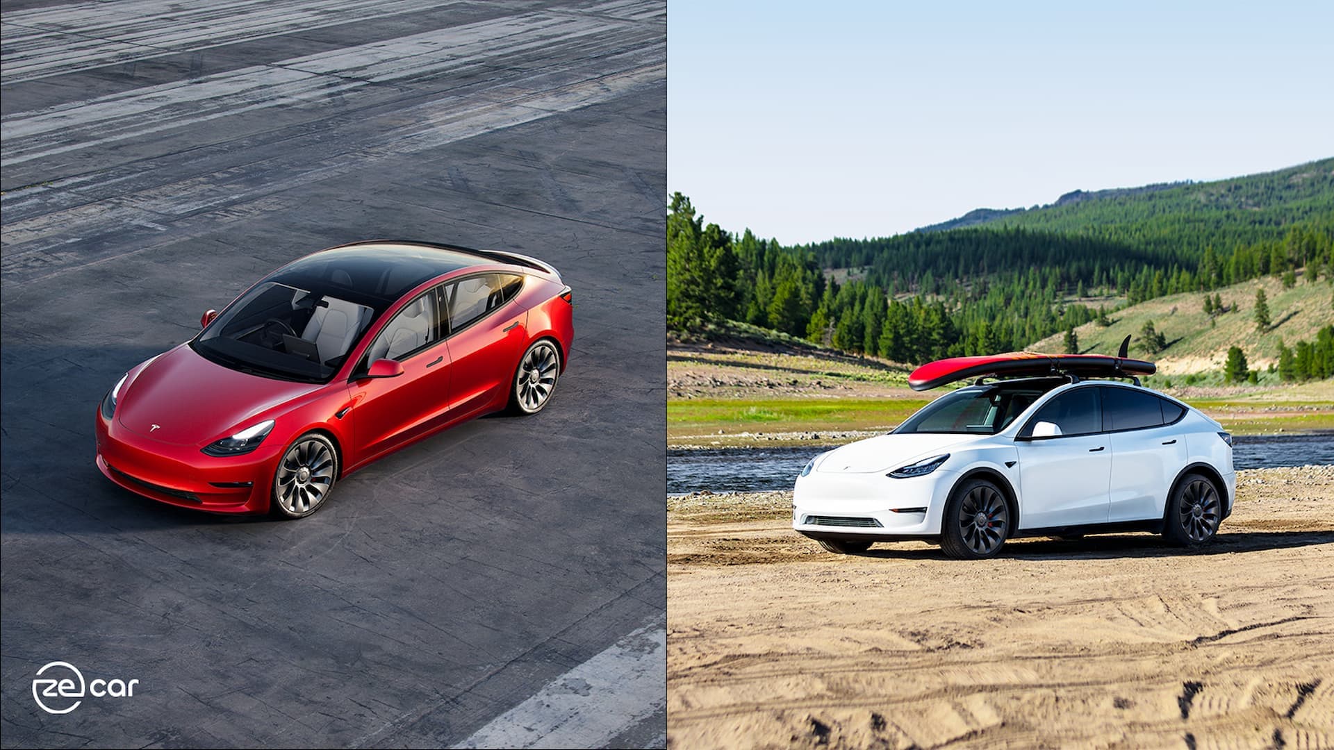 Tesla Model 3 and Model 3 Performance side-by-side Tesla Model 3 and Model 3 Performance side-by-side