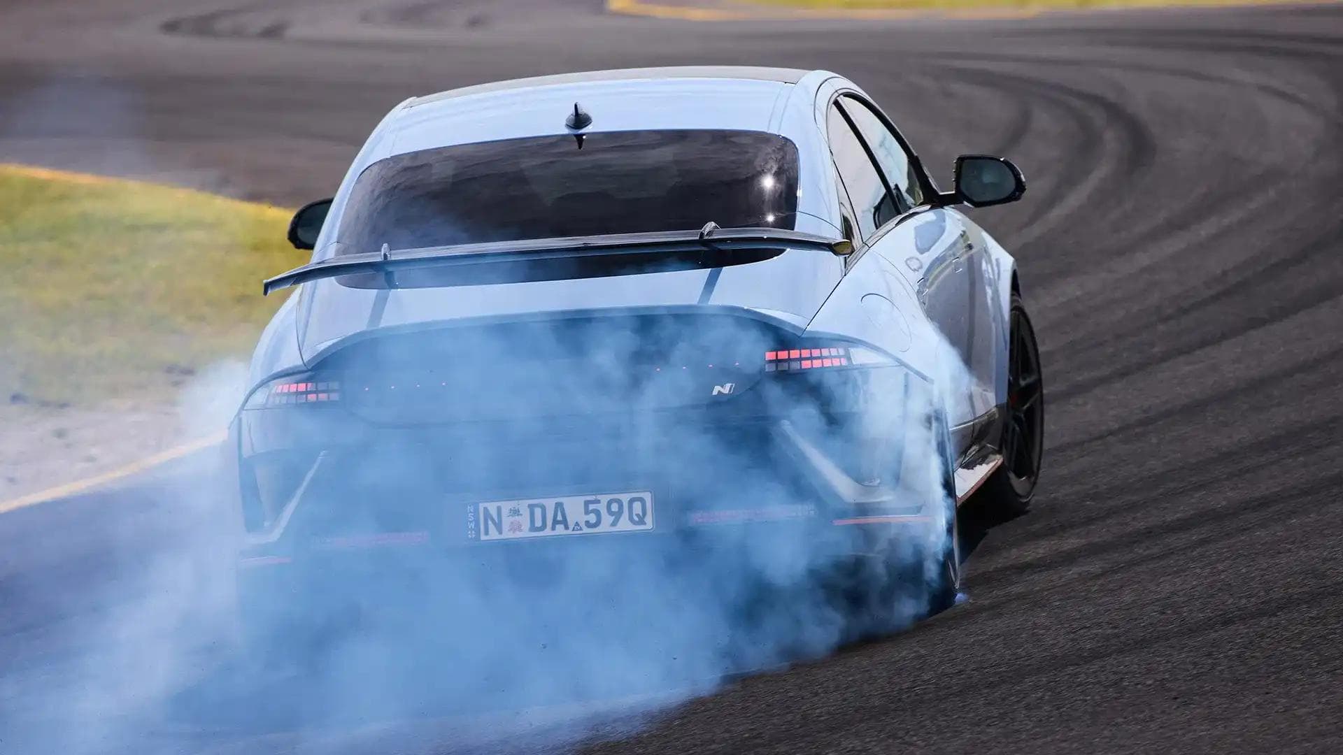 2026 Hyundai Ioniq 6 N in Performance Blue on a racetrack at Sydney Motorsport Park 2026 Hyundai Ioniq 6 N in Performance Blue on a racetrack at Sydney Motorsport Park