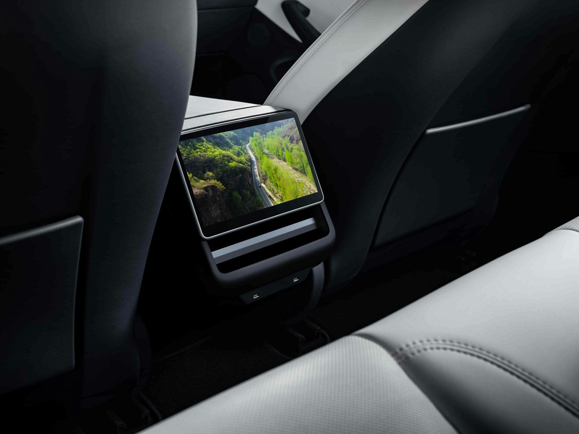2024 Tesla Model 3 rear passenger screen