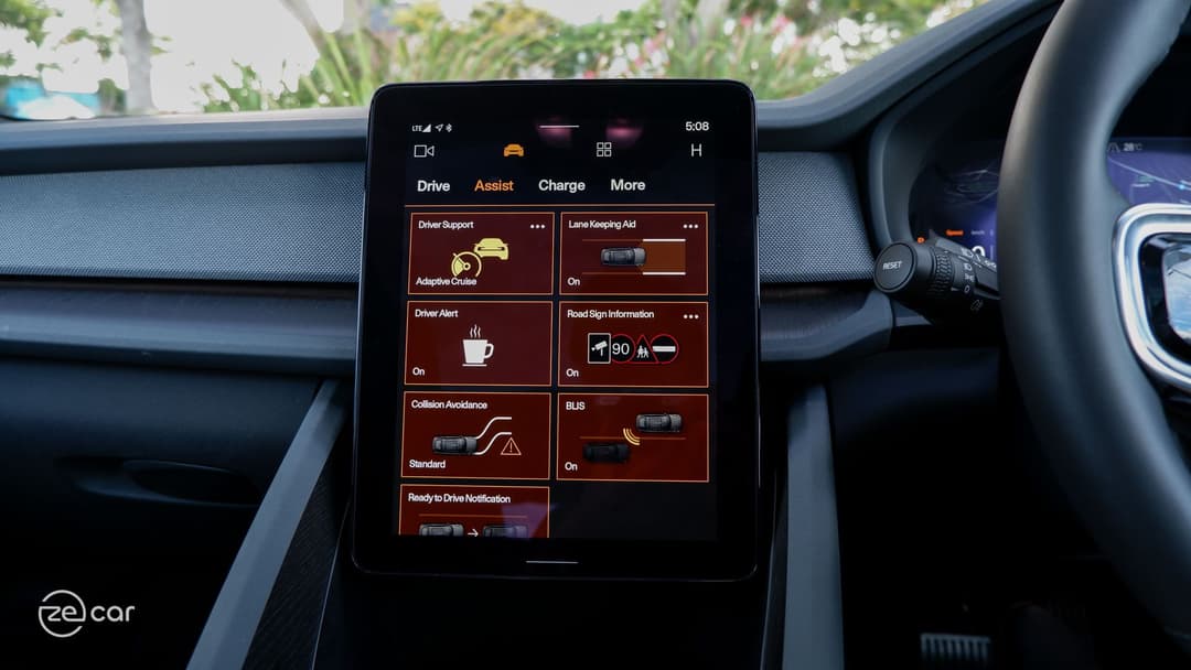 Polestar 2 safety assist settings and instrument cluster