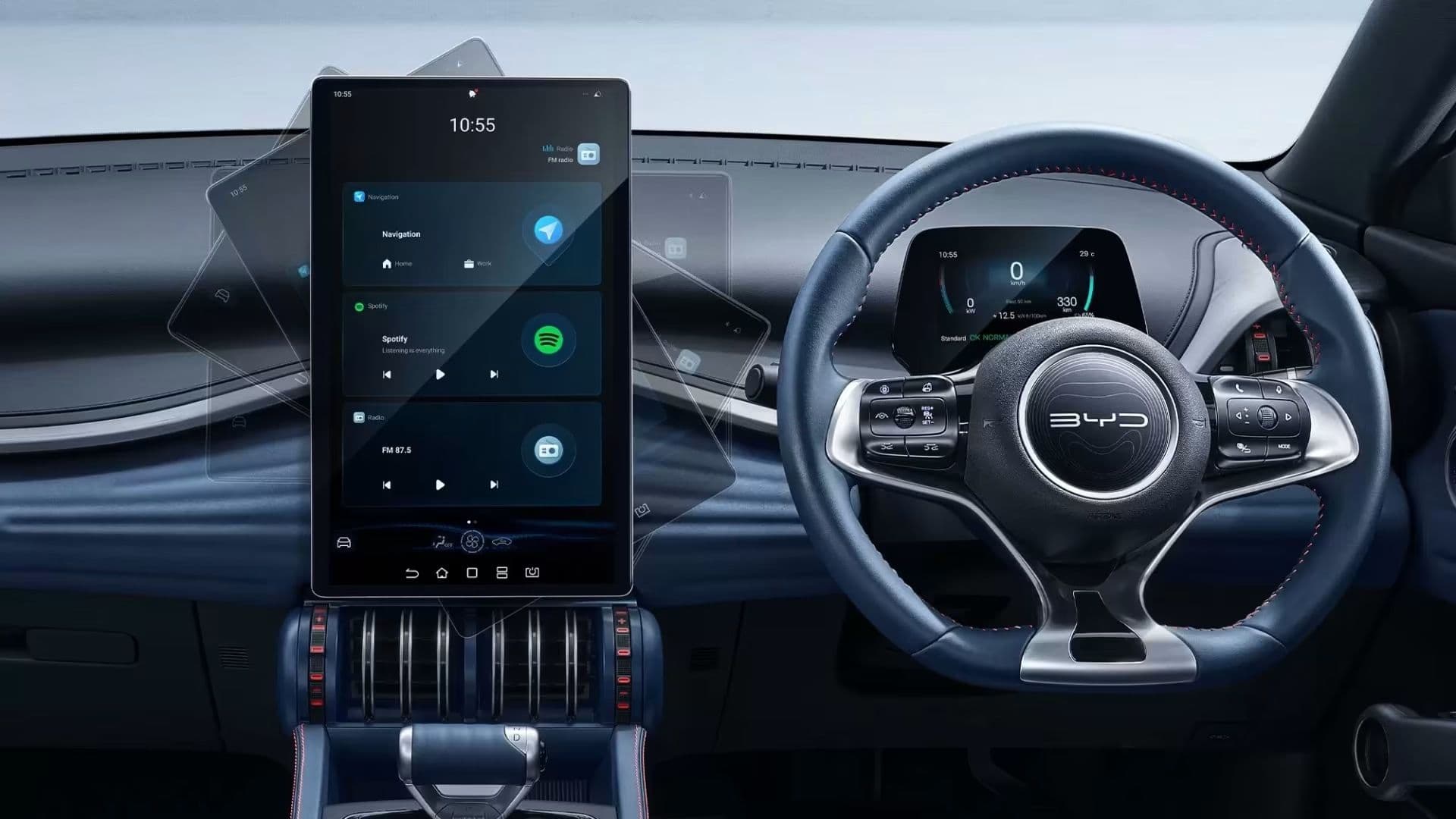 2025 BYD Atto 3 infotainment screen and steering wheel 2025 BYD Atto 3 infotainment screen and steering wheel