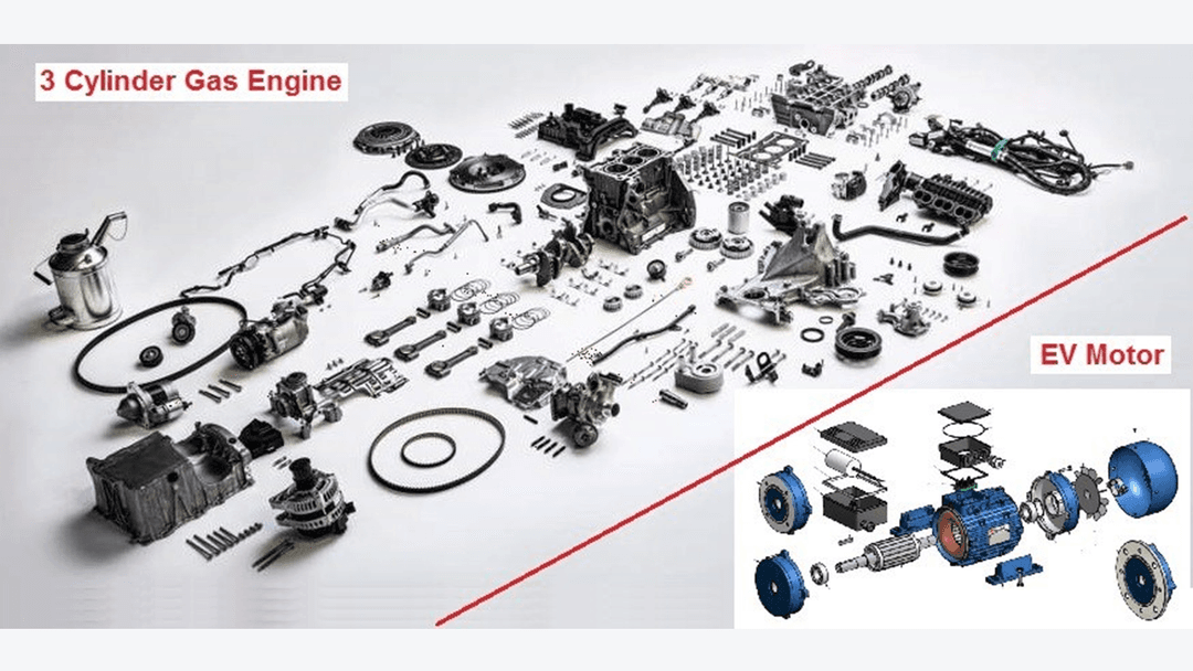 Comparison of moving parts between petrol / diesel engine to electric motor Comparison of moving parts between petrol / diesel engine to electric motor