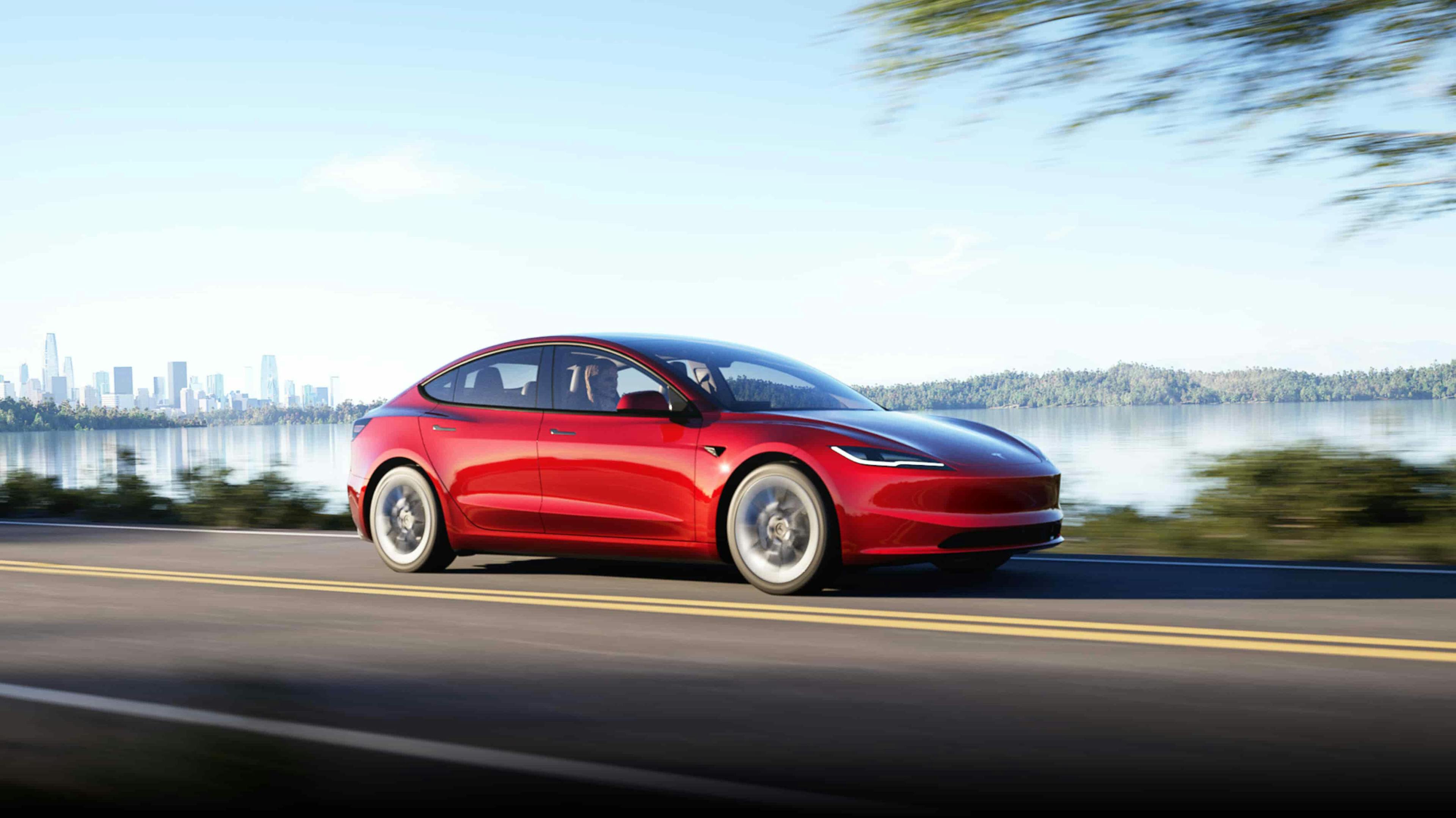Red 2024 Tesla Model 3