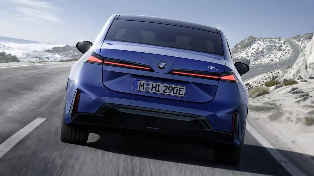 BMW i3 on the road, rear view BMW i3 on the road, rear view