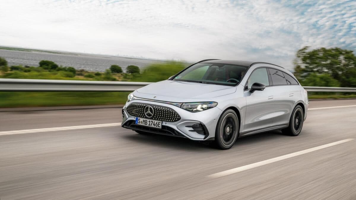Grey Mercedes-Benz CLA Shooting Brake on the road Grey Mercedes-Benz CLA Shooting Brake on the road