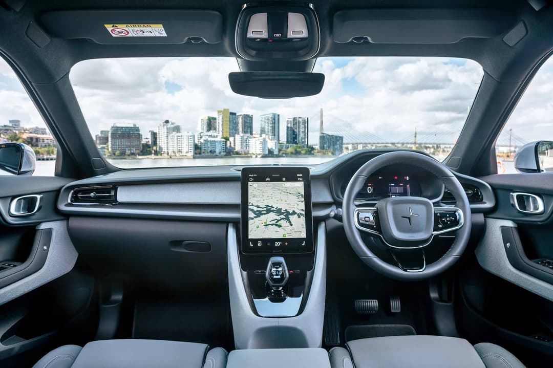 Polestar 2 electric car black interior Polestar 2 electric car black interior