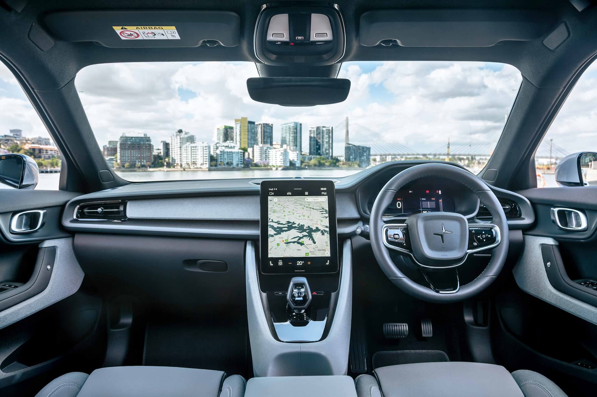 Polestar 2 electric car black interior Polestar 2 electric car black interior