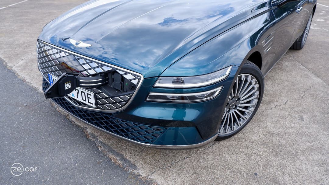 Genesis Electrified G80 front charging port and rear view