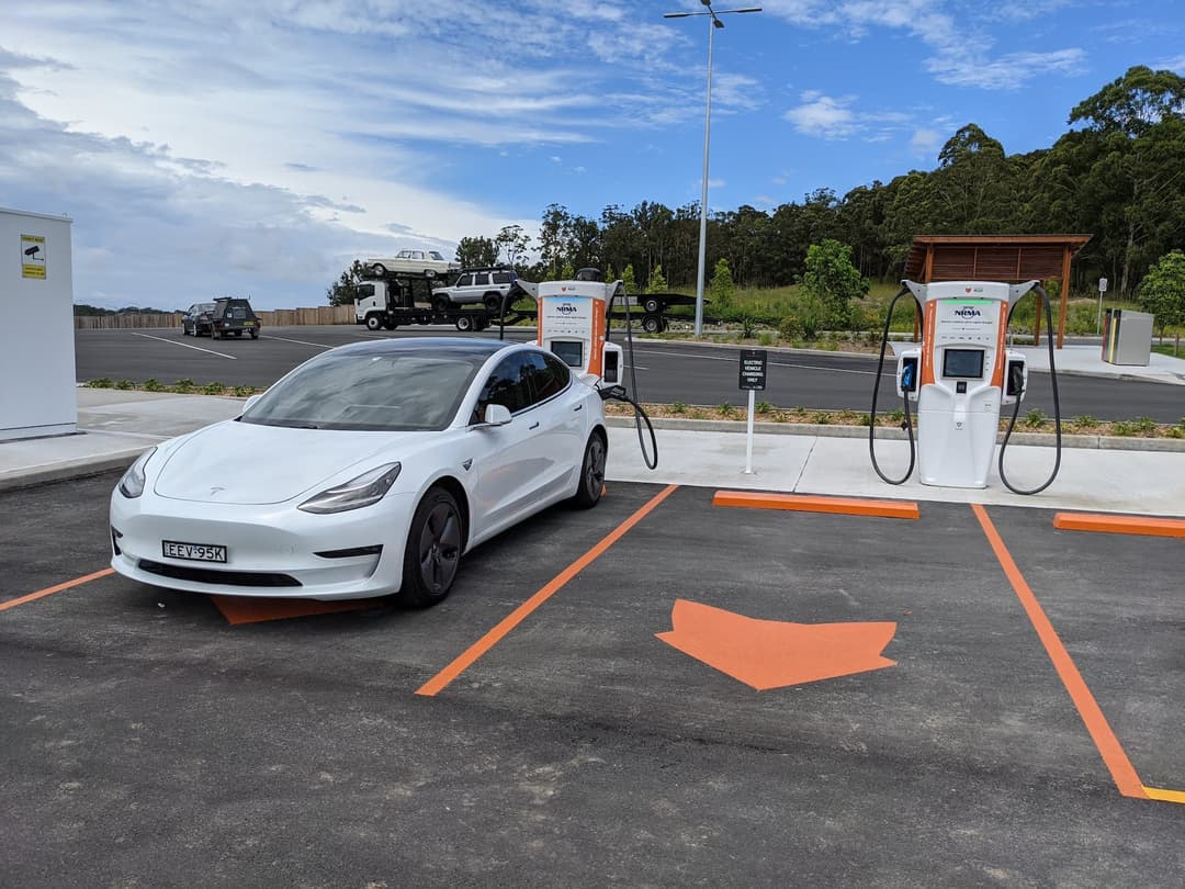 Tesla Model 3 charging at Chargefox Tritium fast chargers Tesla Model 3 charging at Chargefox Tritium fast chargers