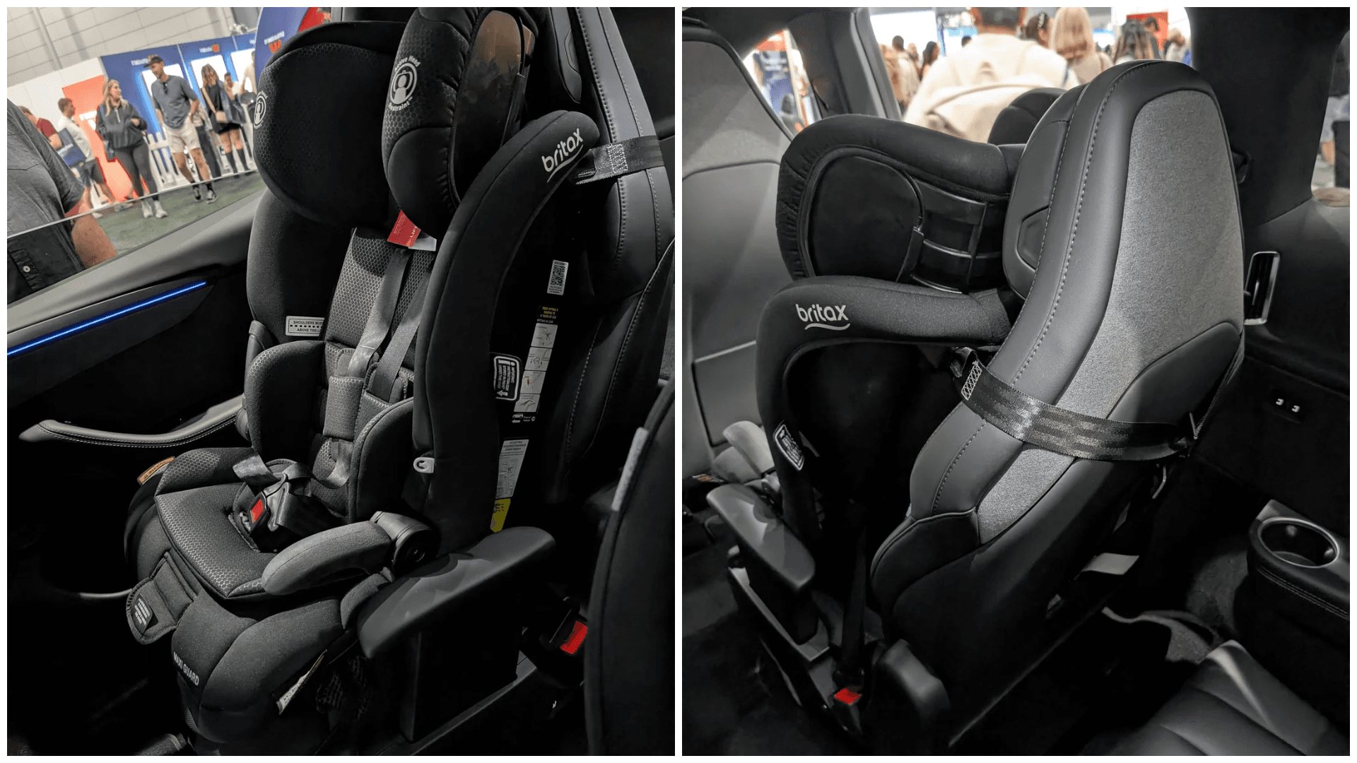 Britax car seat in Tesla Model Y L secured by split tether Britax car seat in Tesla Model Y L secured by split tether