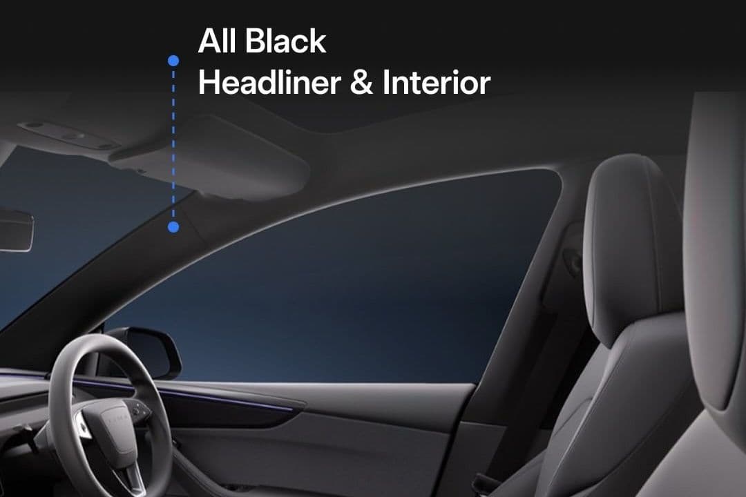 Dark headliner inside a new Tesla Model 3 Dark headliner inside a new Tesla Model 3