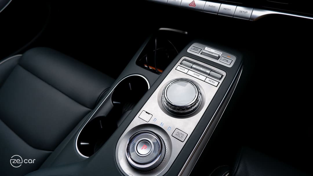 Genesis Electrified GV70 exterior and drive selector centre console interior