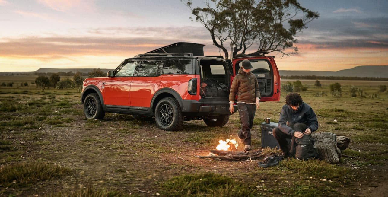 Ford Bronco Basecamp set up for camping with the pop-up roof and sleeping cabin Ford Bronco Basecamp set up for camping with the pop-up roof and sleeping cabin