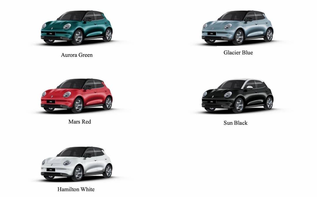 GWM Ora EV colour options GWM Ora EV colour options
