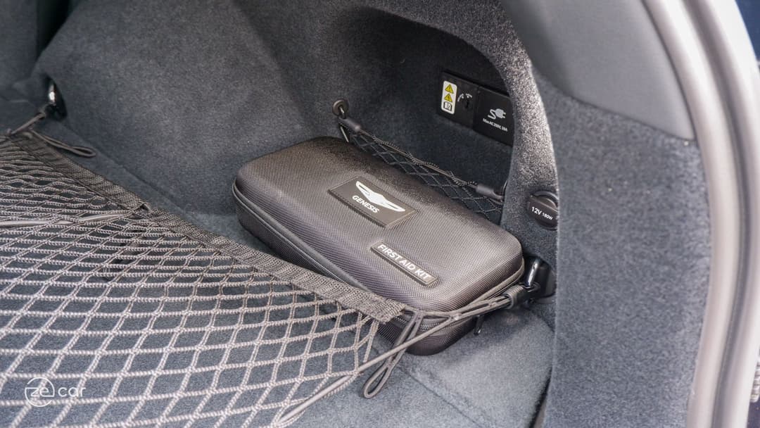Genesis Electrified GV70 front charging port and interior V2L plug