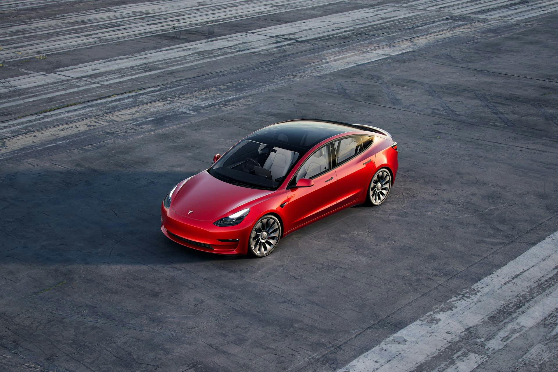Red Tesla Model 3 Performance
