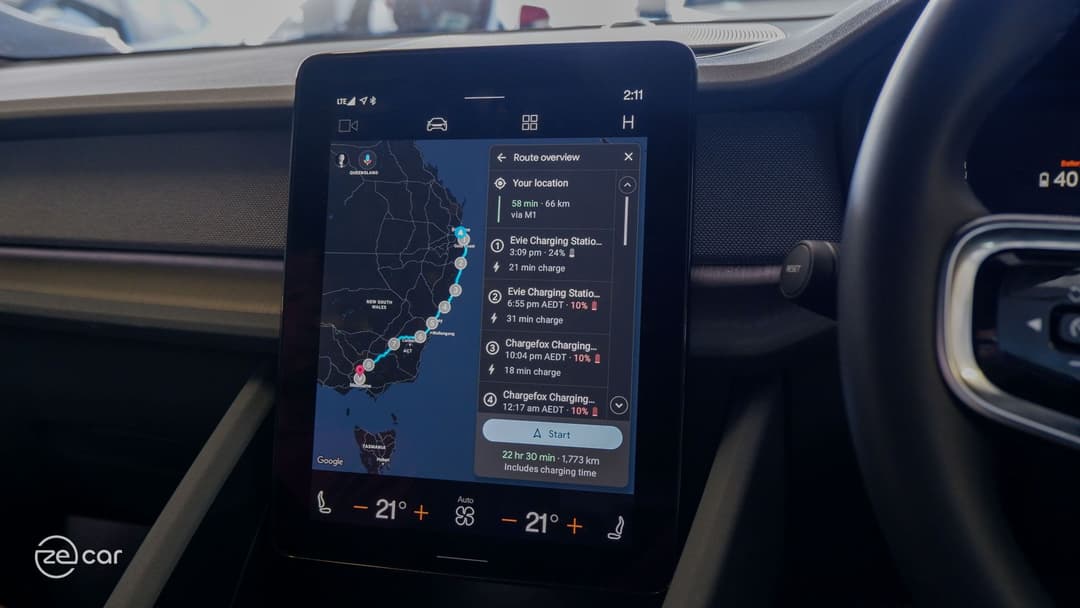 Polestar 2 touchscreen Google Maps and vehicle settings