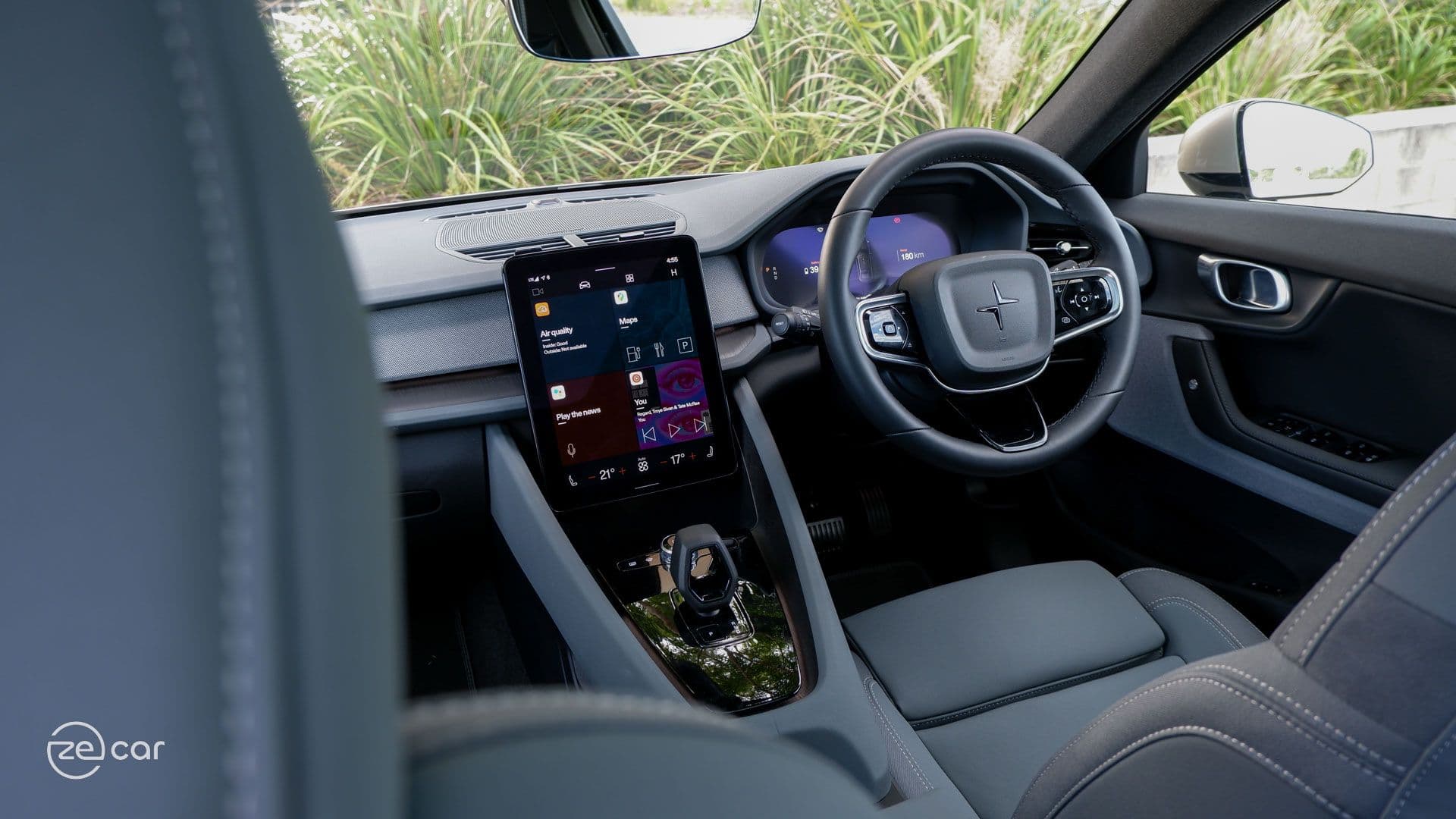 Polestar 2 interior touchscreen and steering wheel Polestar 2 interior touchscreen and steering wheel