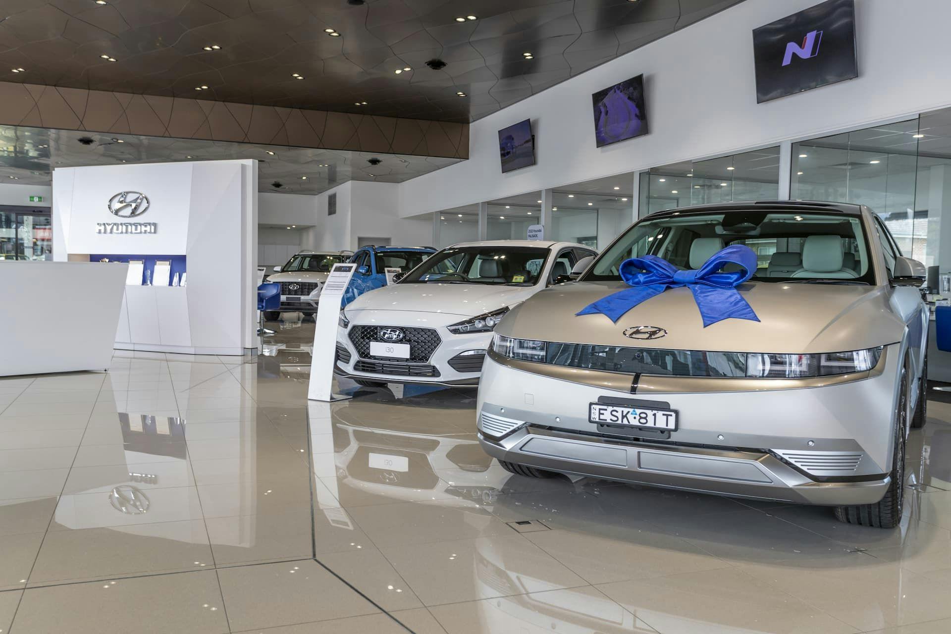 Hyundai Ioniq 5 and i30 N Line in dealer showroom