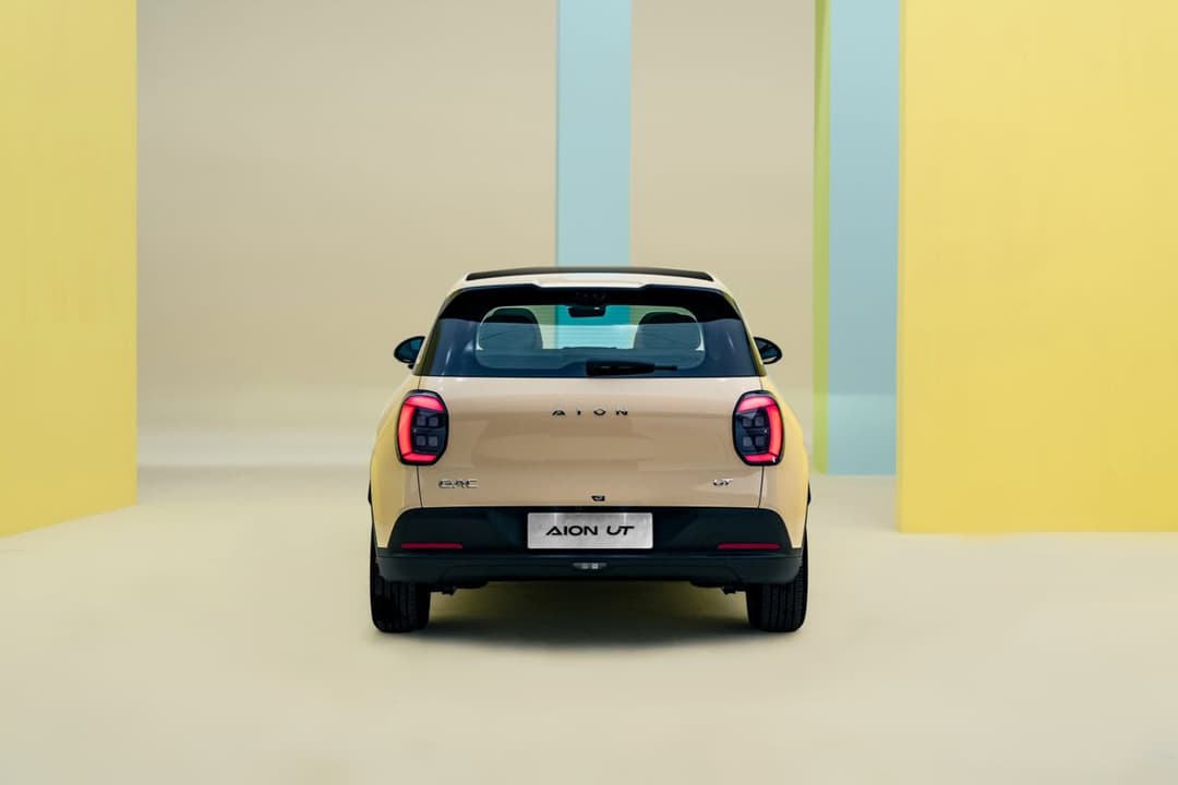 GAC AION UT rear view showing pixel graphics and modern styling GAC AION UT rear view showing pixel graphics and modern styling