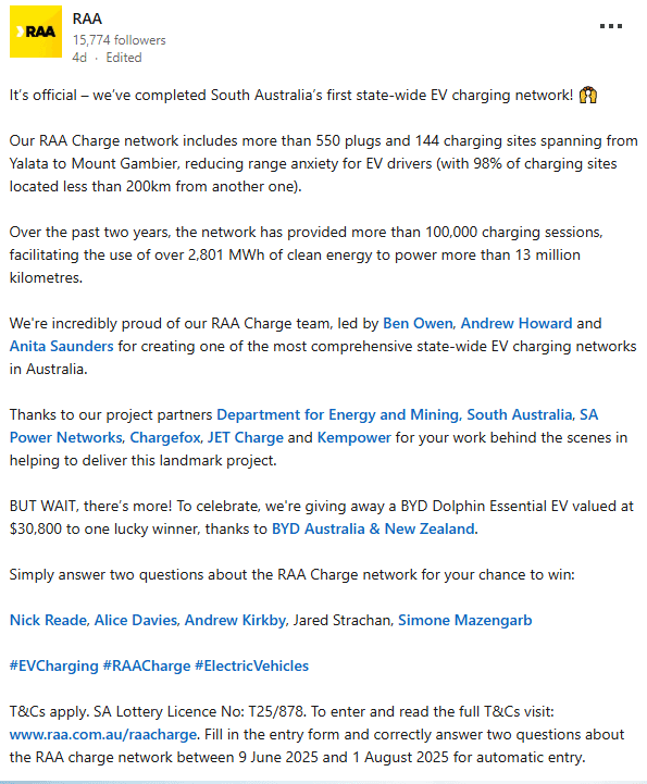 RAA charge linkedin post RAA charge linkedin post