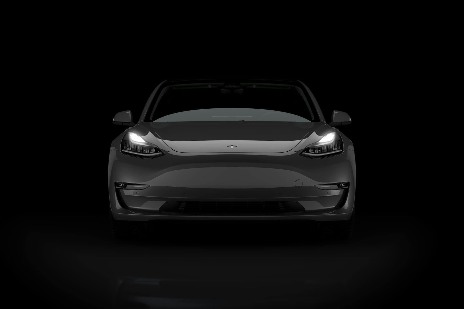 Black Tesla Model 3 Performance EV front view