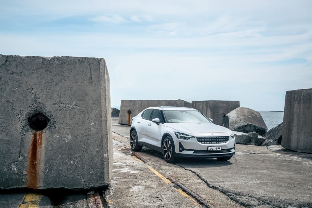 White Polestar 2 electric car White Polestar 2 electric car