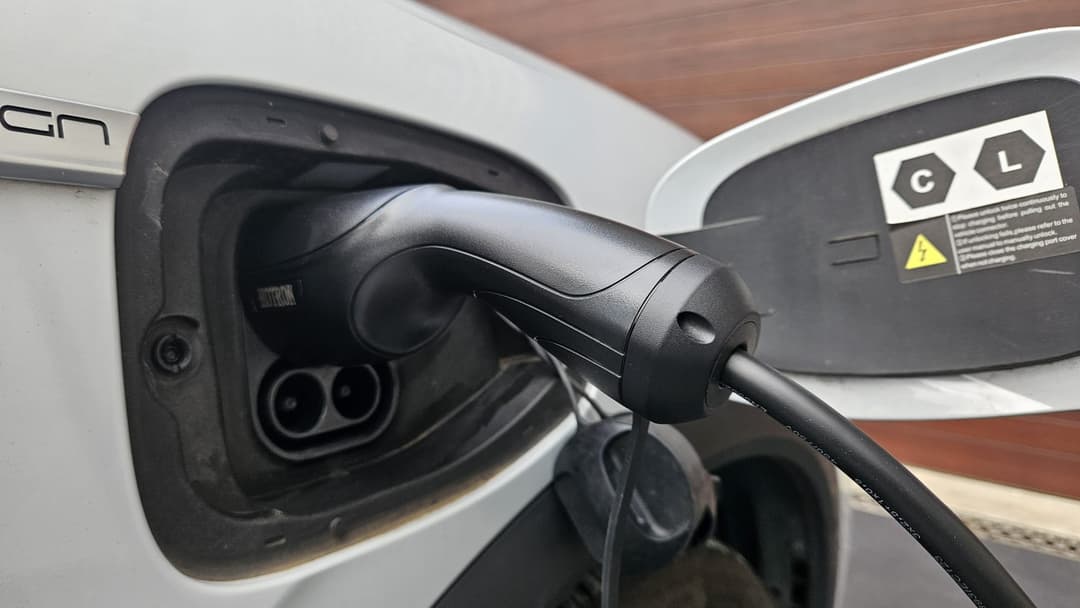 MSI EZgo connected to a Type 2 EV charging port MSI EZgo connected to a Type 2 EV charging port