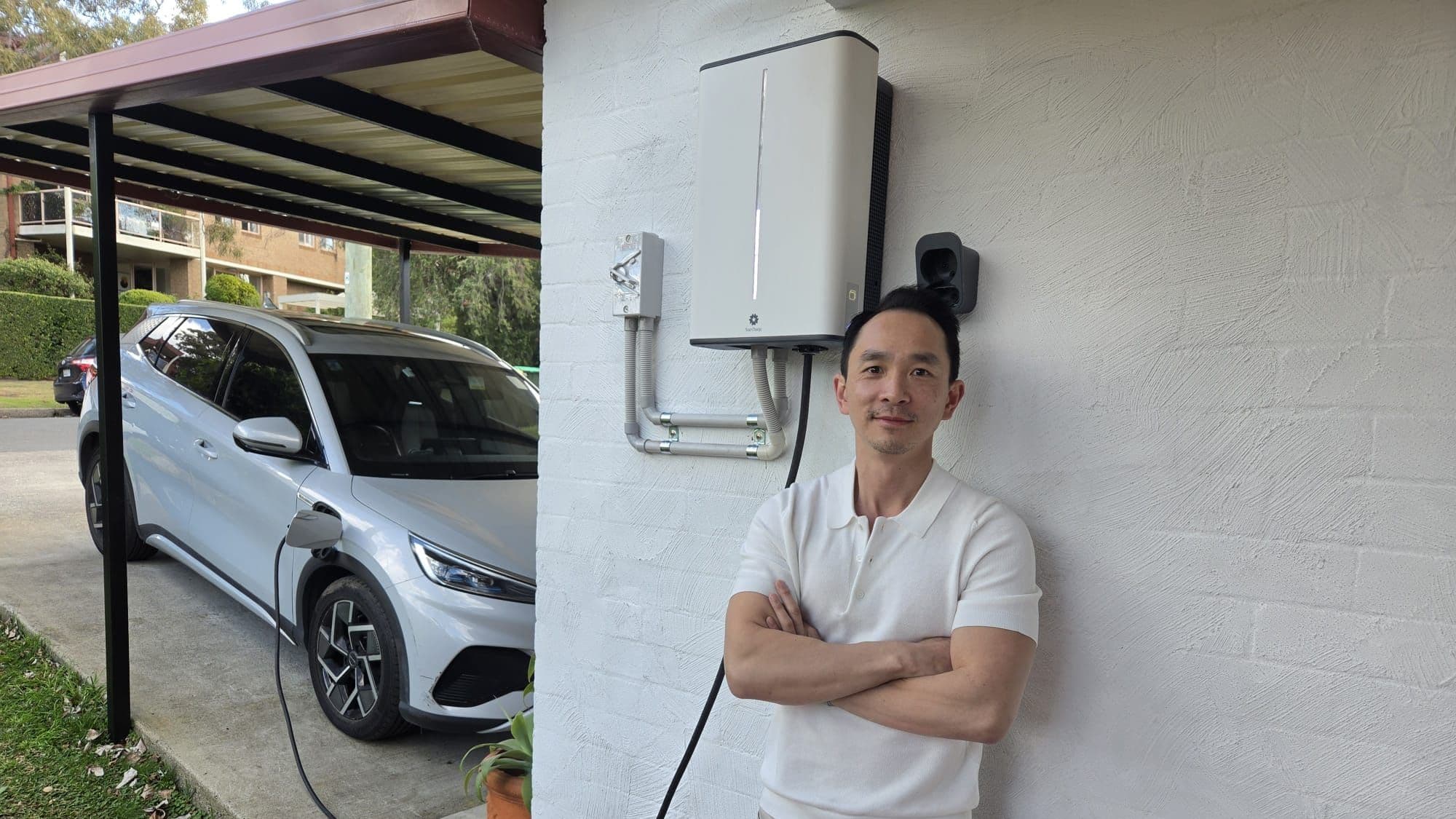 BYD Atto 3 plugged into a V2G charger as part of Amber Electric's trial BYD Atto 3 plugged into a V2G charger as part of Amber Electric's trial