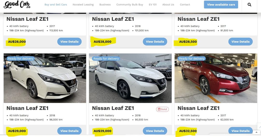 Good Car Co marketplace listings screenshot in mid 2023 Good Car Co marketplace listings screenshot in mid 2023