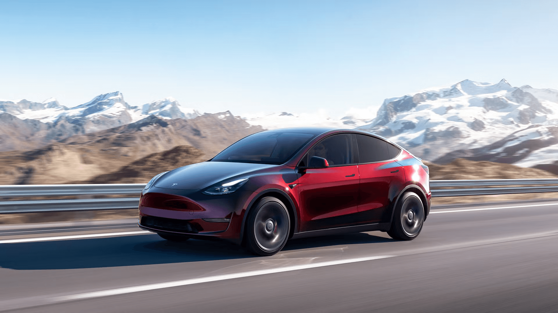 tesla model y on road tesla model y on road