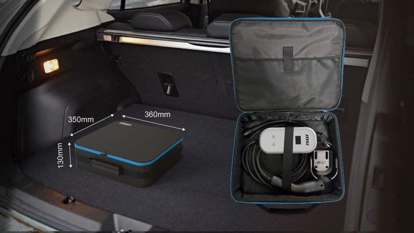 MSI EZgo Smart EV portable charger with carry case, cables and wall holder MSI EZgo Smart EV portable charger with carry case, cables and wall holder